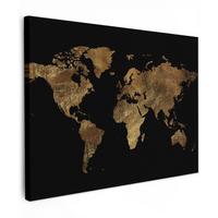 LEINWANDBILD Weltkarte - Gold - Luxus - Erde - Schwarz Wandbild 40x30 cm - Goldfarben, Textil (40/30cm) - MuchoWow