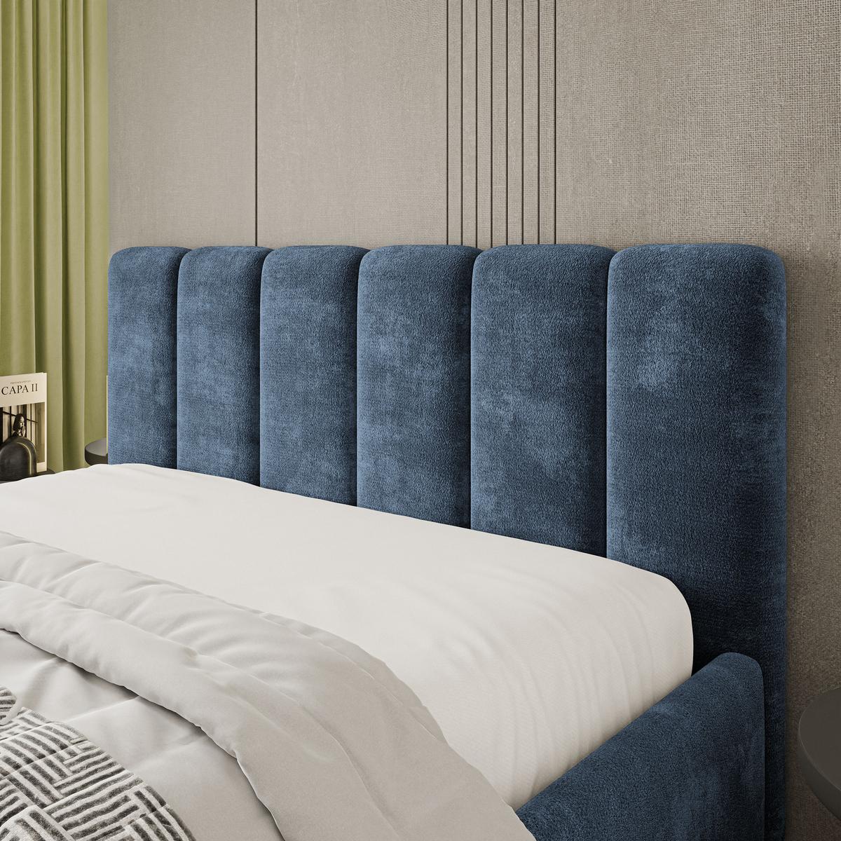 POLSTERBETT ATTORA LM 200x200 cm mit Bettkästen - Blau - Blau, Holz (200/200cm) - MASSENO