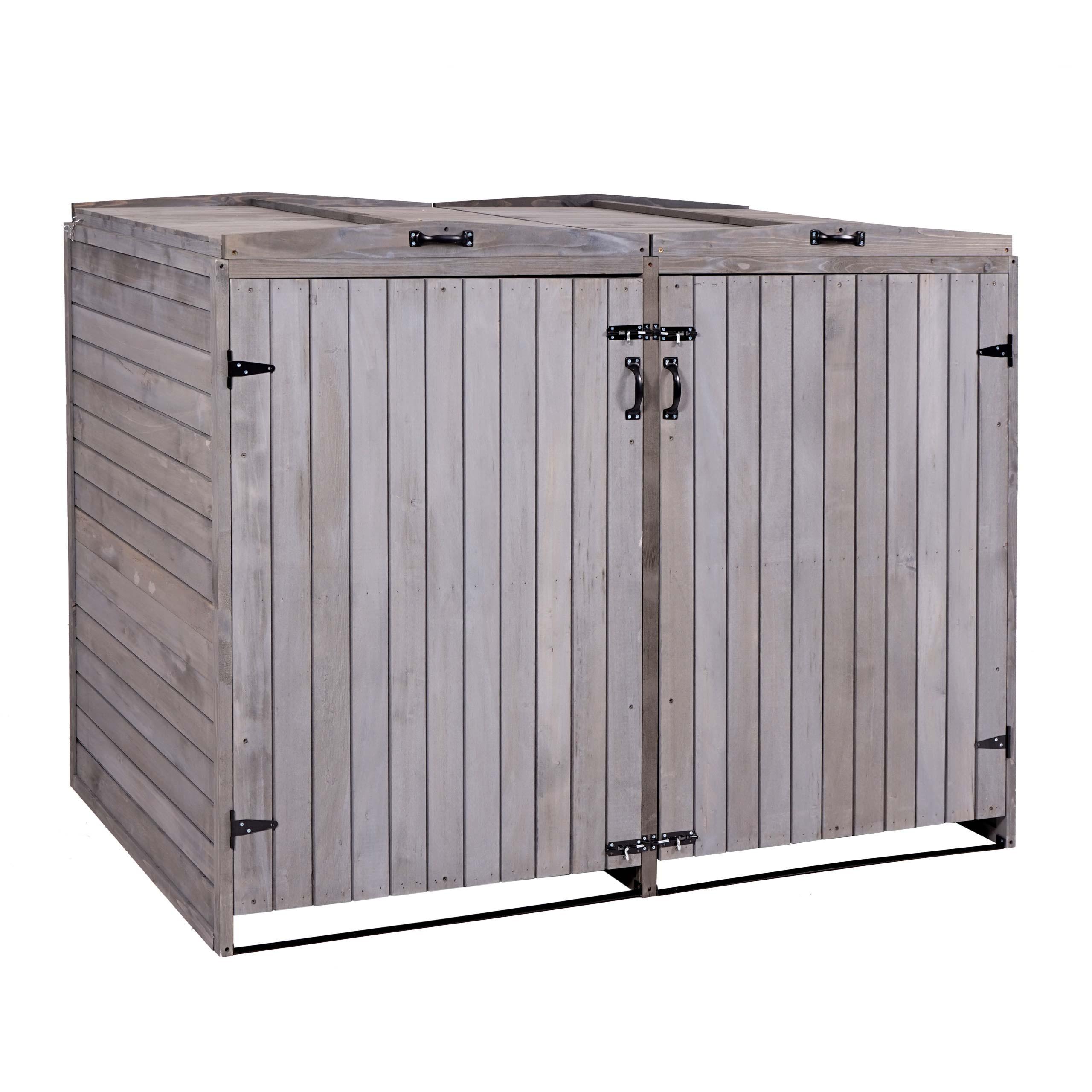 2ER-/4ER-MÜLLTONNENVERKLEIDUNG Anthrazit, Grau - Anthrazit/Grau, Holz (158/126/98cm) - MCW