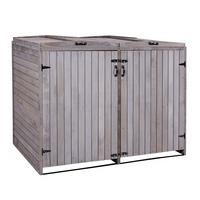 2ER-/4ER-MÜLLTONNENVERKLEIDUNG Anthrazit, Grau - Anthrazit/Grau, Holz (158/126/98cm) - MCW
