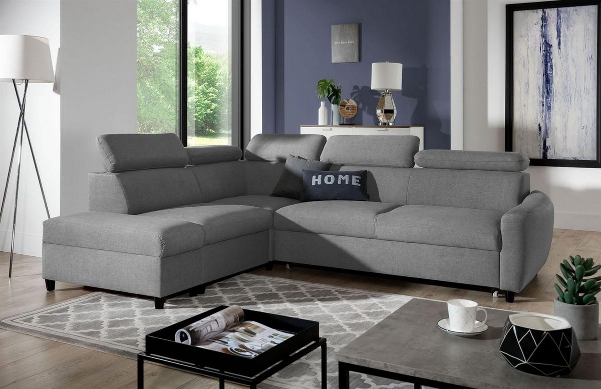 ECKSOFA Schlafsofa Anton In Esito - Grau, Holzwerkstoff/Textil (205/265cm) - Fun Möbel