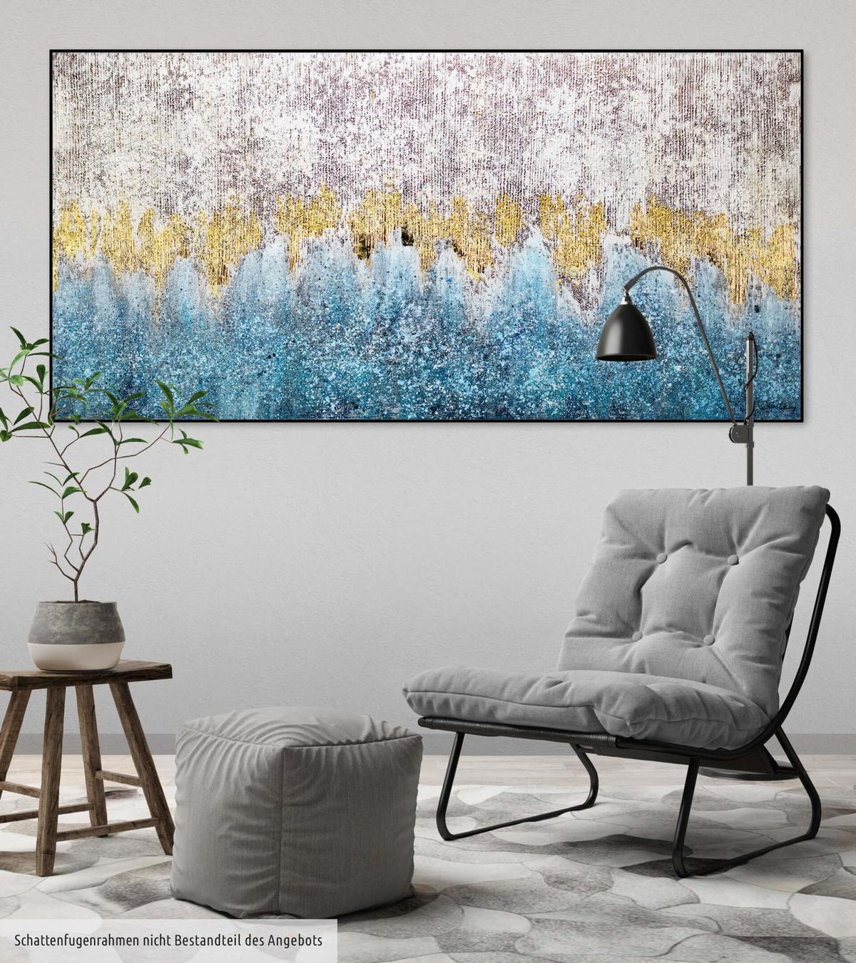 ÖLGEMÄLDE 140/70 cm - Blau/Grau, Holz/Textil (140/70cm) - KUNSTLOFT