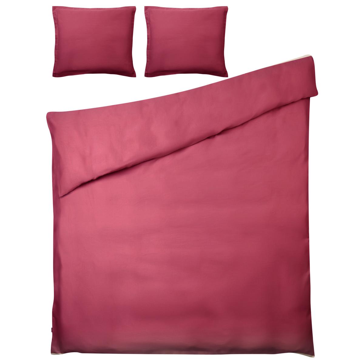 BETTWÄSCHE-SET 150/200 cm Baumwollsatin Burgunderrot Parkrose - Dunkelrot, Textil (150/200cm) - Beliani
