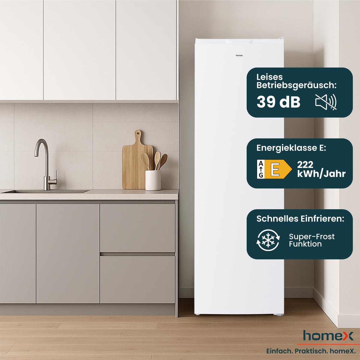 GEFRIERSCHRANK No Frost, groß - 204L Nutzinhalt, 4-Sterne Gefrieren, Super-Frost-Funktion, weiß - Weiß, Kunststoff/Metall (54/170.5/60cm) - homeX