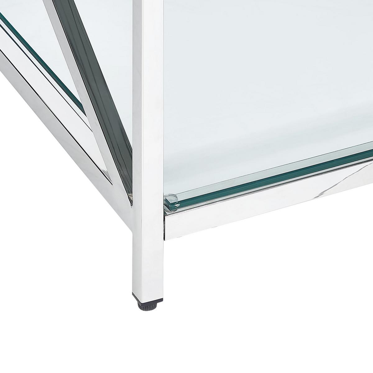 COUCHTISCH Glas silber rechteckig 60/120 cm Audet - Transparent/Silberfarben, Glas (60/120/40cm) - Beliani