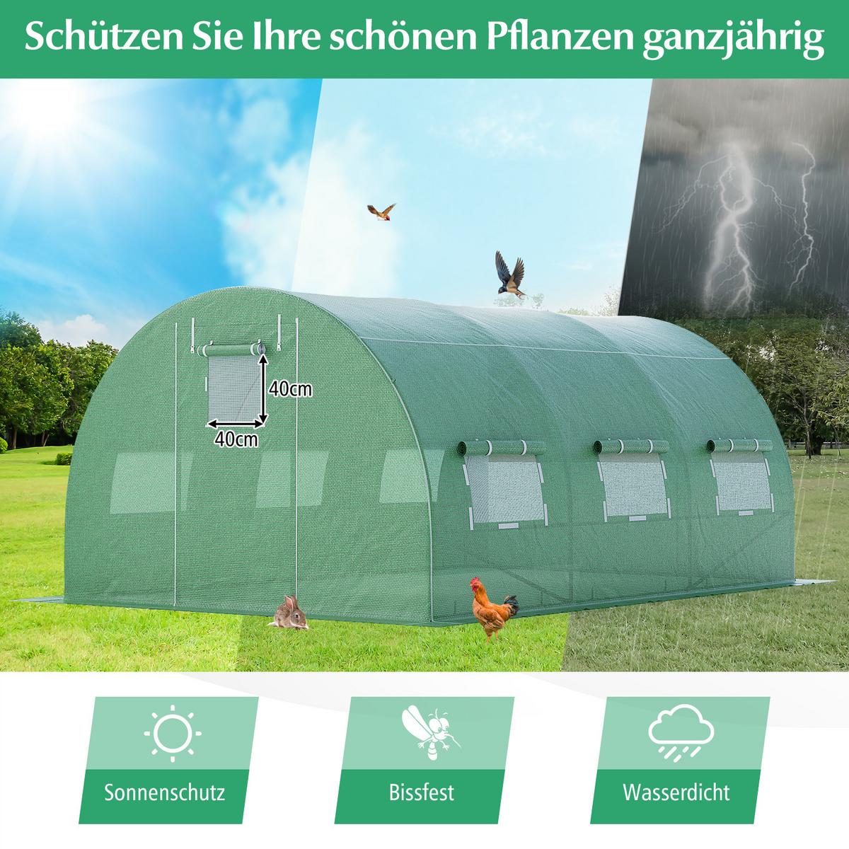 GEWÄCHSHAUS Grün - Grün, Metall (400/200/300cm) - COSTWAY