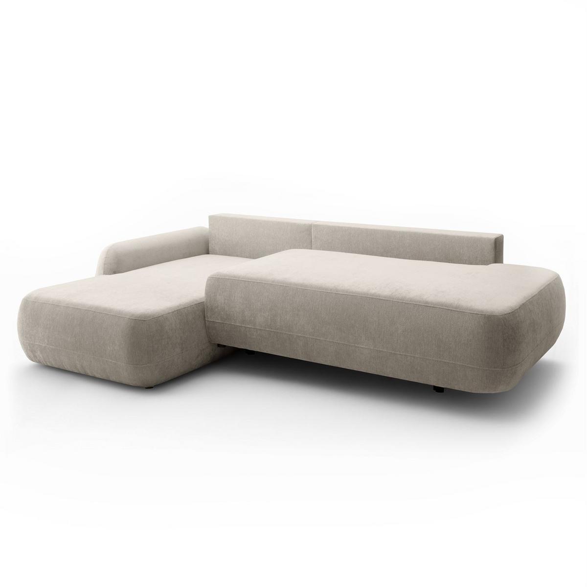 ECKSOFA GOYA mit Schlaffunktion und Bettkasten, Linke, Perfect Harmony 04 - Ecru, Textil (184/302cm) - Lookway