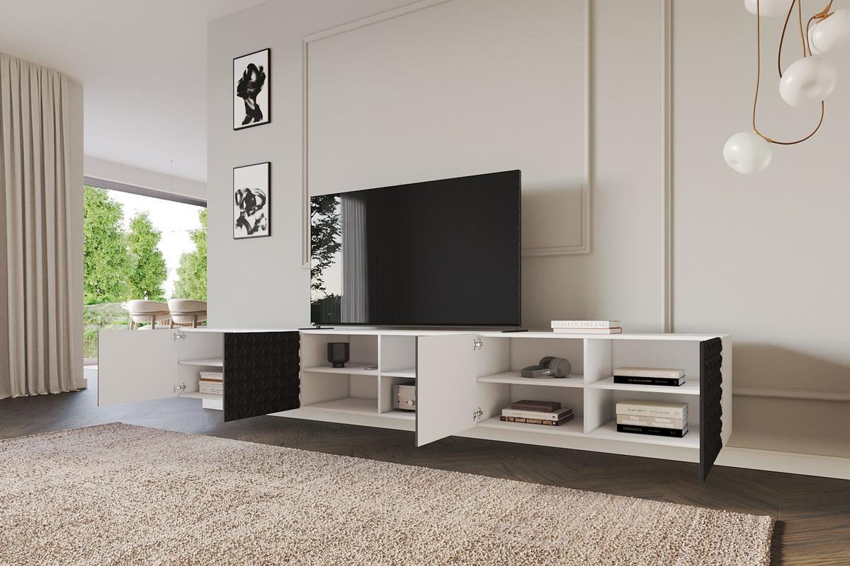 LOWBOARD VIRA-W 3x100x40x40 cm - Weiß / Schwarz - Schwarz, Holzwerkstoff (300/40/40cm) - ALTDECOR