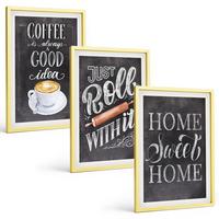 BILDER SET 3er Set - 40x60 cm Goldrahmen - Kaffeeroller, heimelige Wärme - Goldfarben, Kunststoff (40/60cm) - TULUP