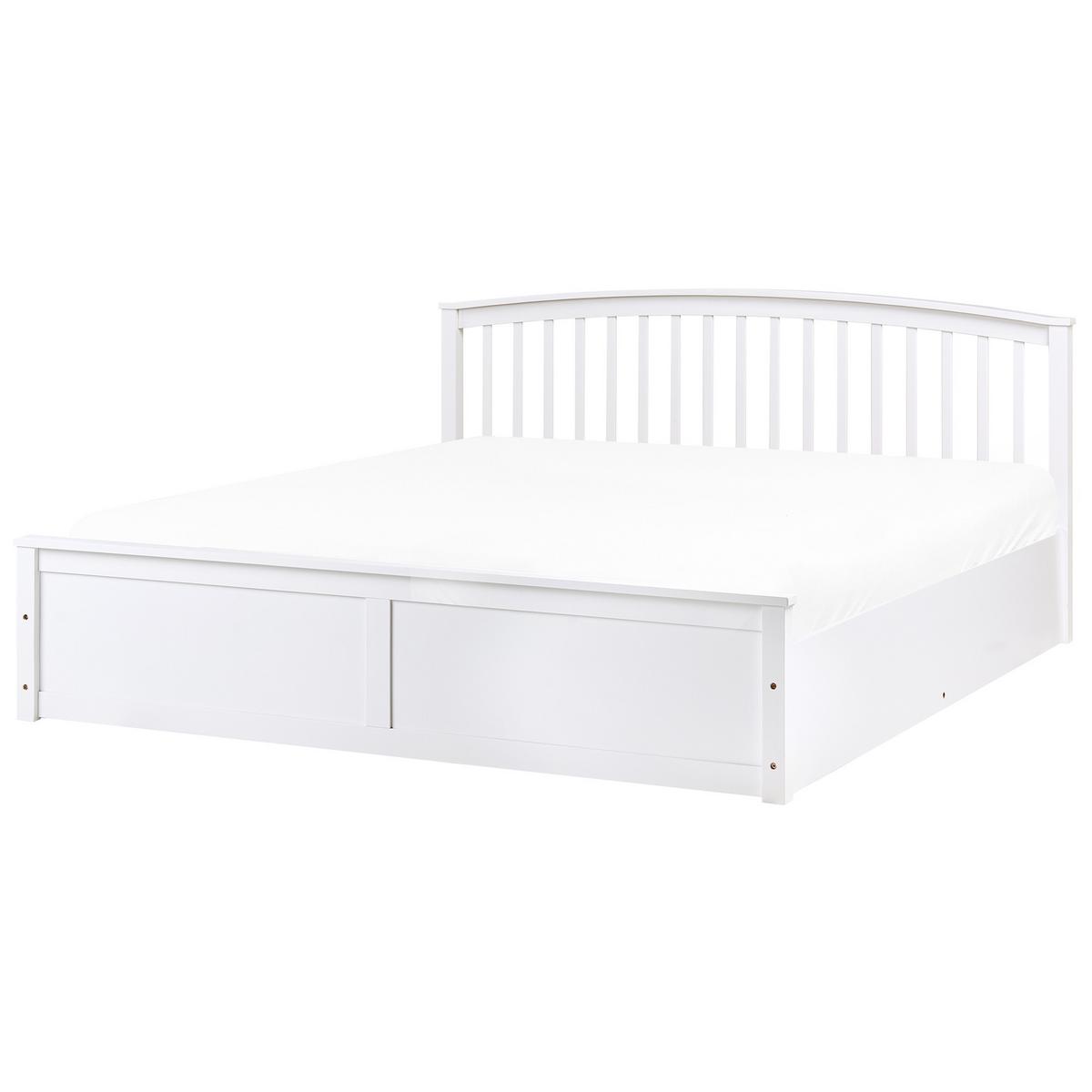 BETT mit Stauraum 180/200 cm Kiefernholz Weiß Clarbec - Weiß, Holz (180/200cm) - Beliani