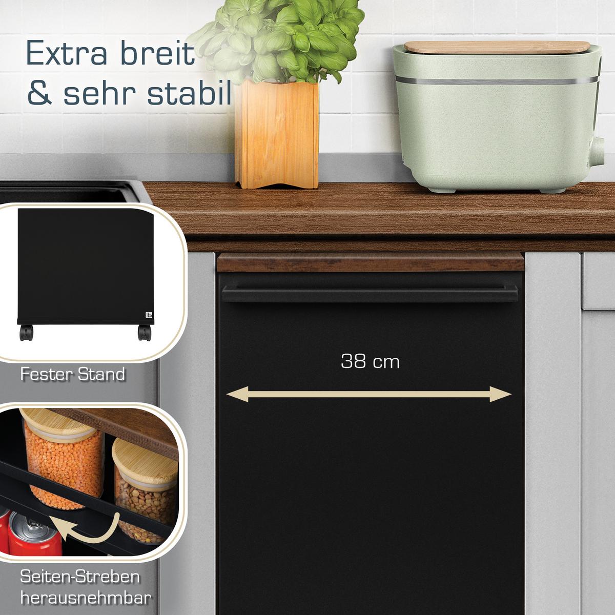 UNIVERSALWAGEN Bengt Schwarz-Braun - Schwarz Hochglanz/Multicolor, Naturmaterialien/Metall (38/79/50cm) - BoMoe