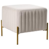 HOCKER Samtstoff Cremeweiß Utah - Weiß, Textil (47/43/47cm) - Beliani