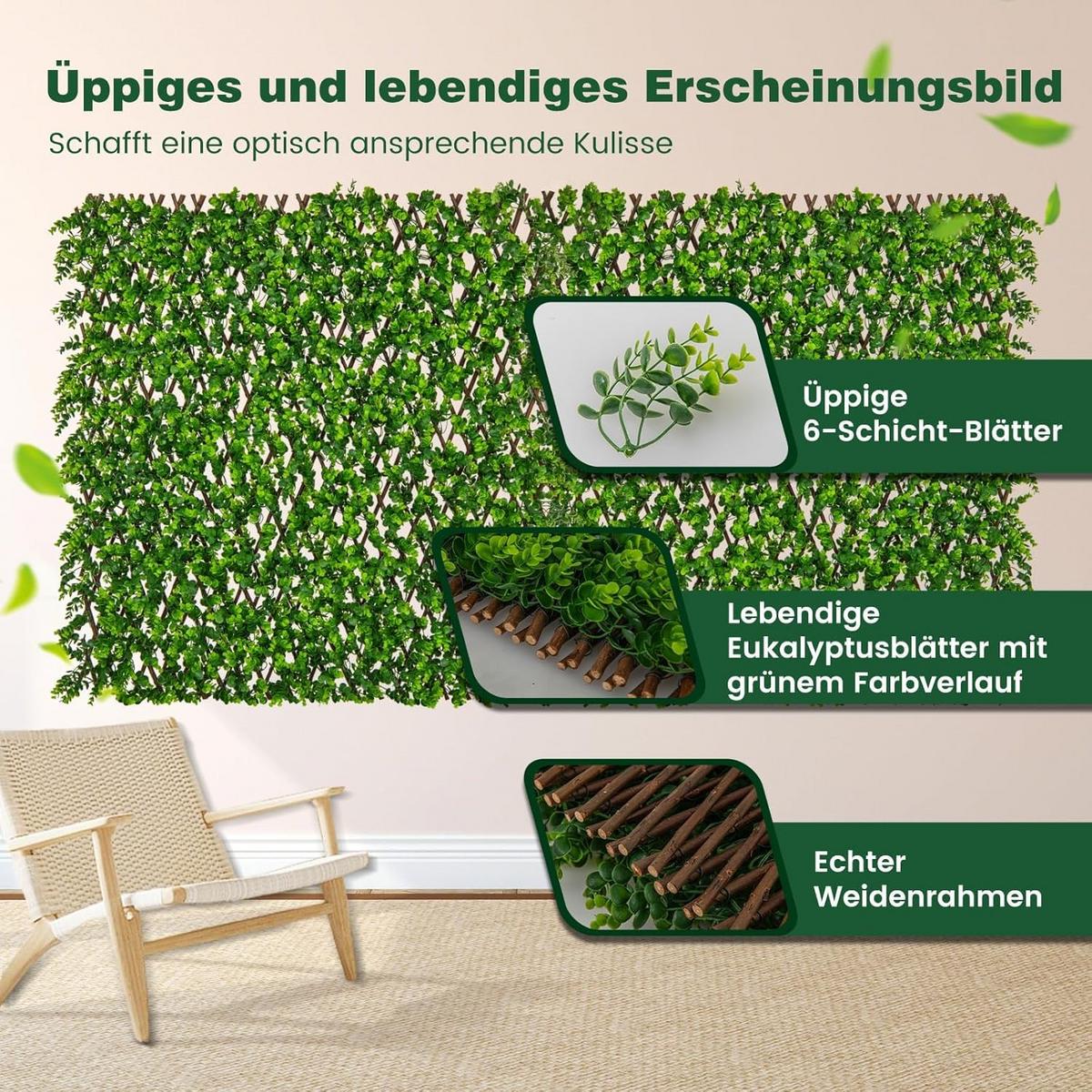 KUNSTPFLANZE Grün - Grün, Kunststoff (8cm) - COSTWAY