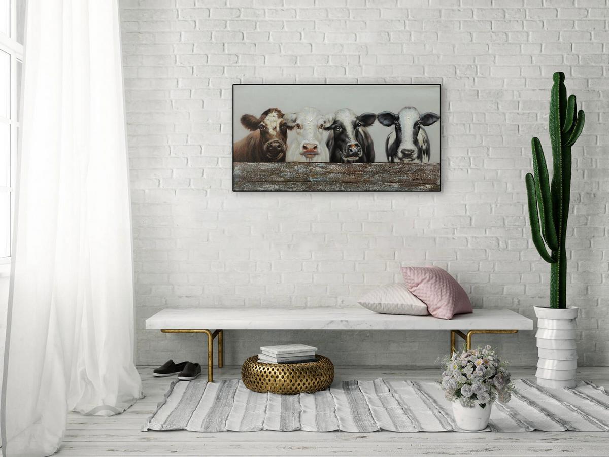 ÖLGEMÄLDE 100/50 cm - Schwarz/Weiß, Holz/Textil (100/50cm) - KUNSTLOFT