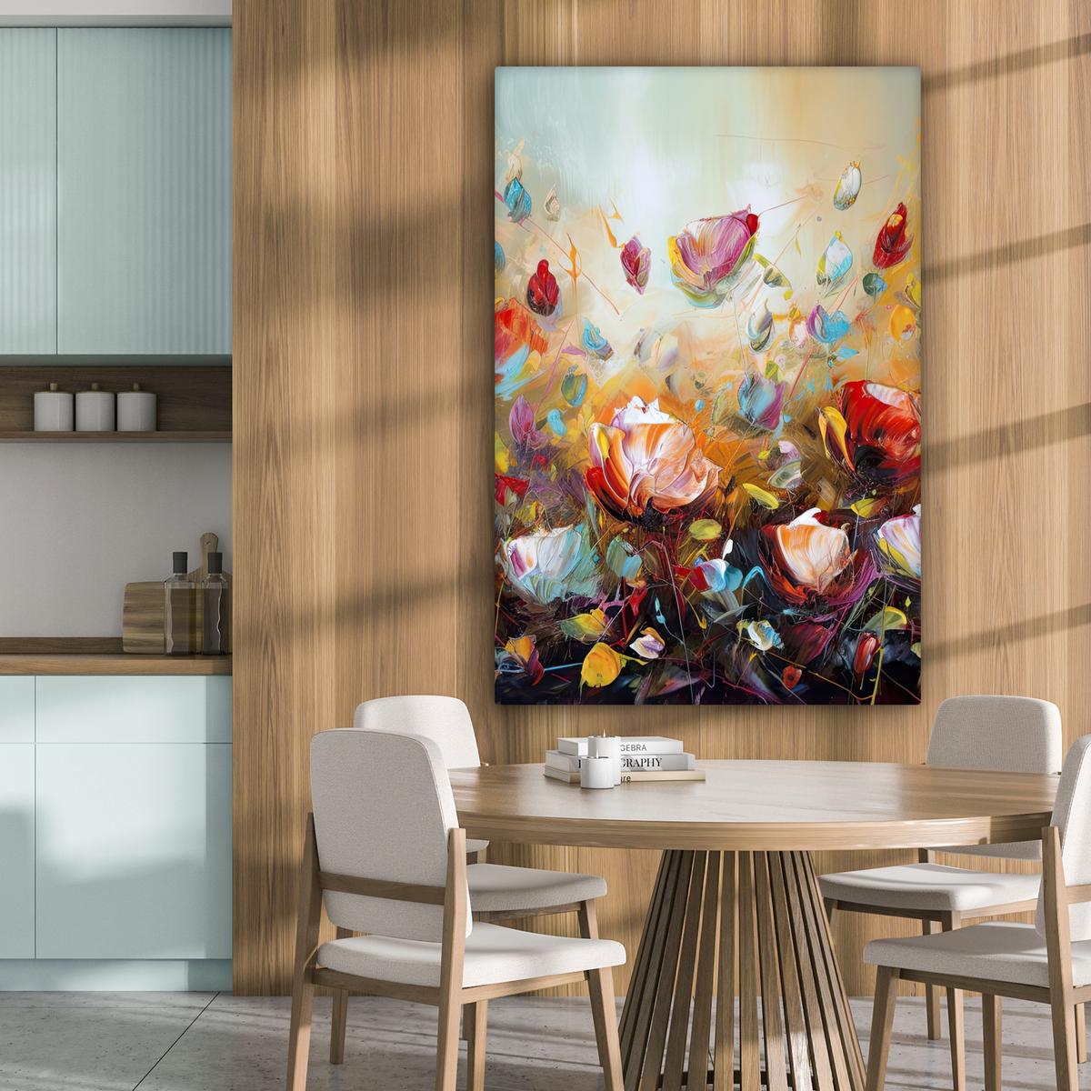 LEINWANDBILD Blumen - Kunst - Natur - Ölgemälde Deko XXL 80x120 cm - Multicolor, Textil (80/120cm) - MuchoWow
