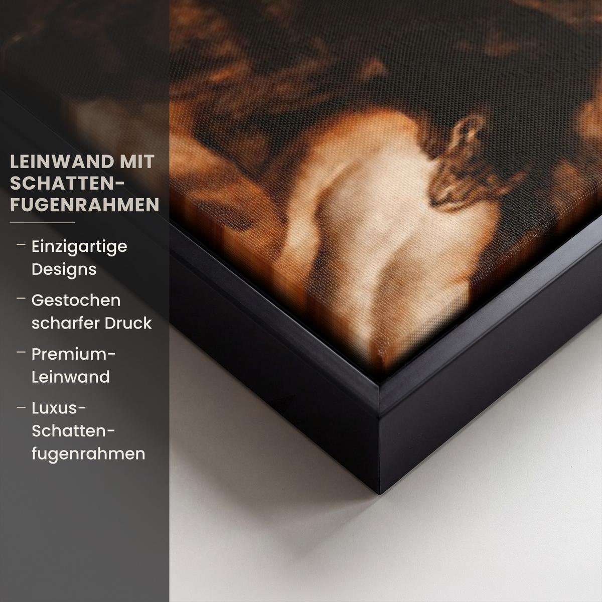 LEINWAND Bilder mit Rahmen - Gold - Lippen - Kunst - Gold - Luxus - Abstrakt - 120x80 - Kupferfarben, Textil (120/80cm) - MuchoWow