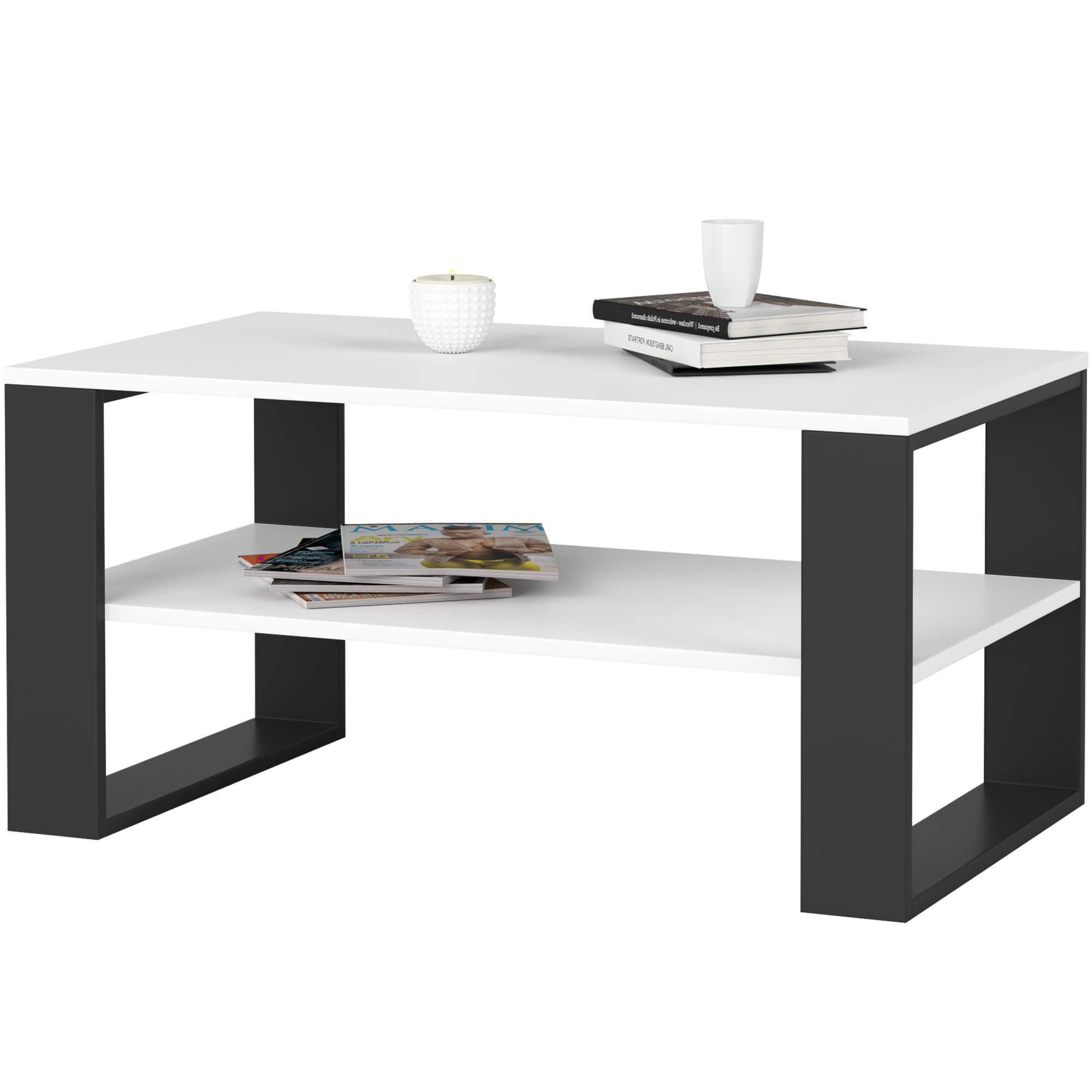COUCHTISCH Weiß, Schwarz 45/92/53 - Schwarz/Weiß, Holzwerkstoff (53/92/45cm) - RAUMHIRSCH FURNITURE