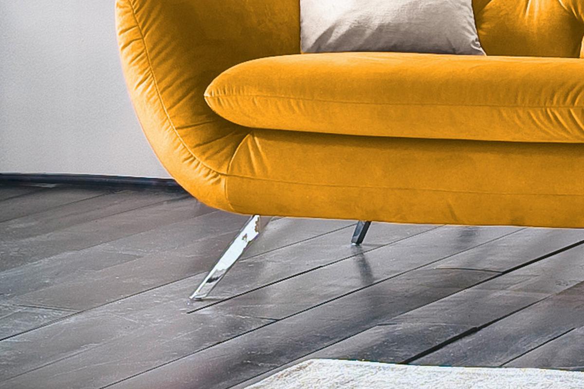 SOFA CHARME Gelb Velvet - Currygelb/Petrol, Textil (225/94/95cm) - KAWOLA