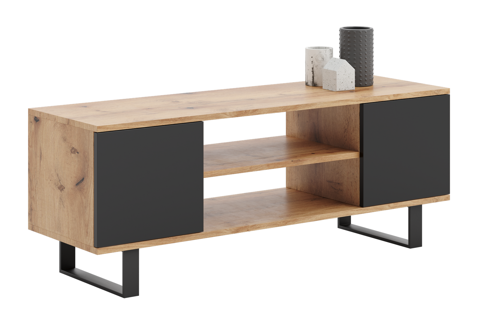 LOWBOARD Focus - Eichefarben/Schwarz, Holzwerkstoff (40/49/155cm) - RAUMHIRSCH FURNITURE