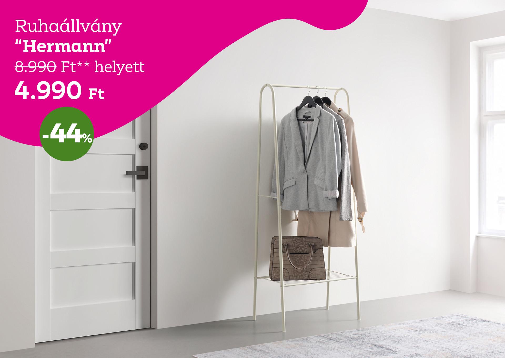 Ruhaállvány HERMANN 8990 Forint helyett 4990 Forint, kedvezmény mértéke 44%