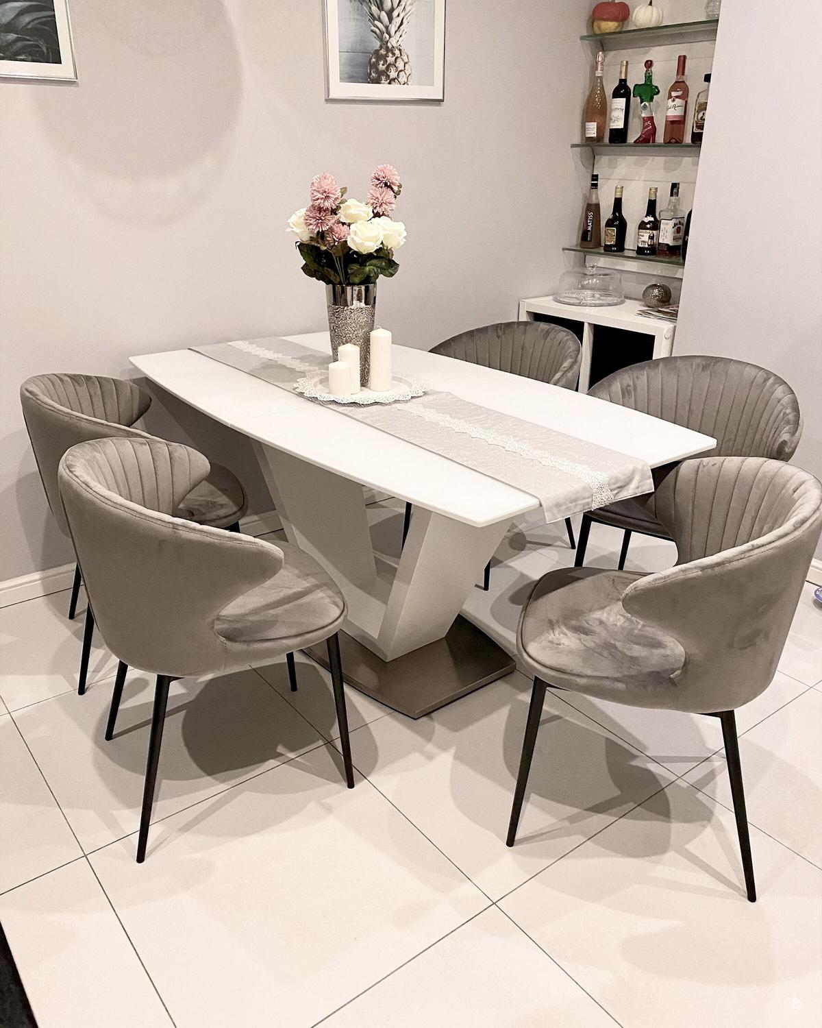 ESSZIMMERSTUHL 2er-Set Samtstoff Grau Augusta - Grau, Textil/Metall (59/81/50cm) - Beliani