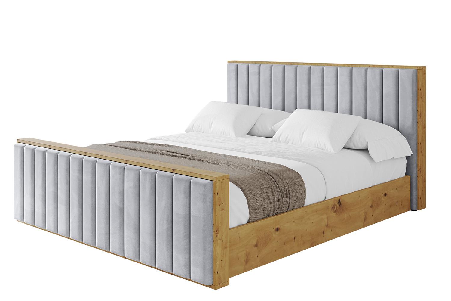 POLSTERBETT mit Bettkasten, Fußteil und Lattenrost, Boxbett mit Matratze H3/H4 - ENZO4-Z 180x200 Hellgrau - Hellgrau, Holzwerkstoff/Textil (180/200cm) - ALTDECOR
