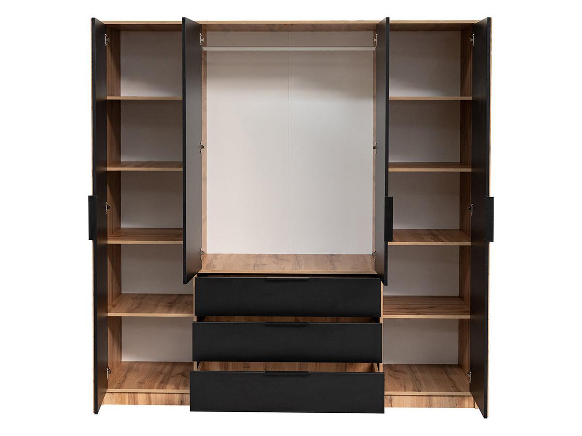 KLEIDERSCHRANK Bali Lux D4 - Schwarz/Braun, Holzwerkstoff/Metall (196/200/58cm) - MIRJAN24