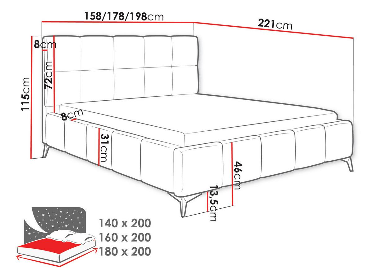 POLSTERBETT Amber - Creme/Schwarz, Holzwerkstoff/Textil (180/200cm) - MIRJAN24