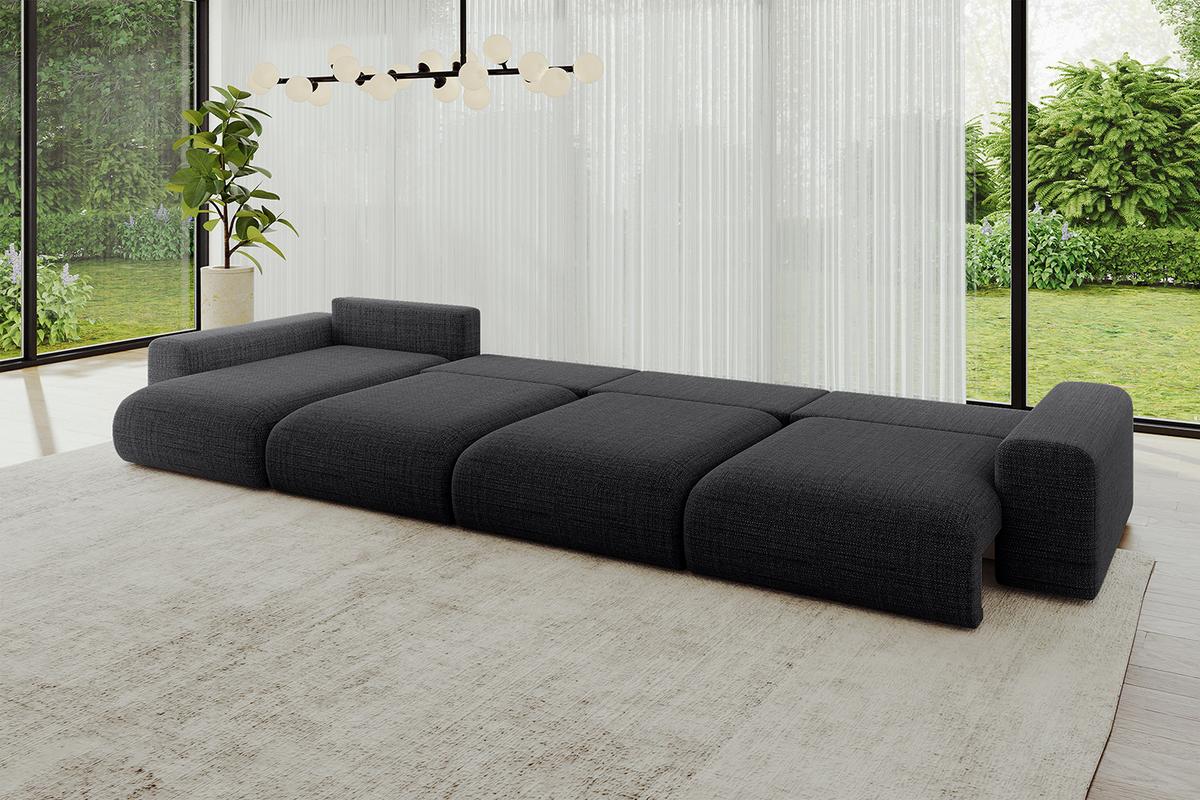 WOHNLANDSCHAFT mit Schlaffunktion ESKAR-U2-464x176x72cm Schwarz - Schwarz, Holzwerkstoff/Kunststoff (176/72/464cm) - ALTDECOR