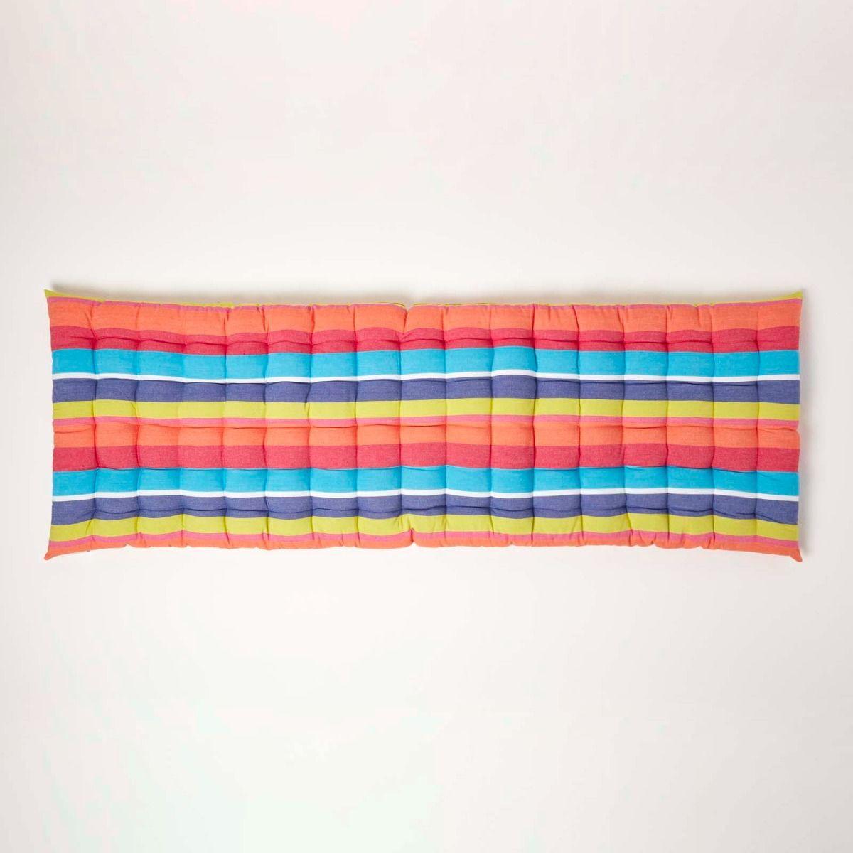 BANKAUFLAGE bunt gestreift, 3-Sitzer 143/48/5 cm - Multicolor, Textil (143/48/5cm) - Homescapes