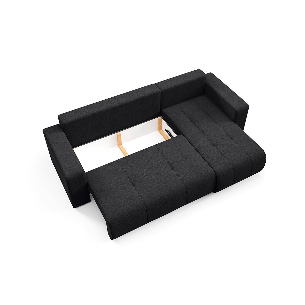 ECKSOFA Vasco 3 Sitzplätze Schwarz - Schwarz, Holz (247/145cm) - Petits-meubles