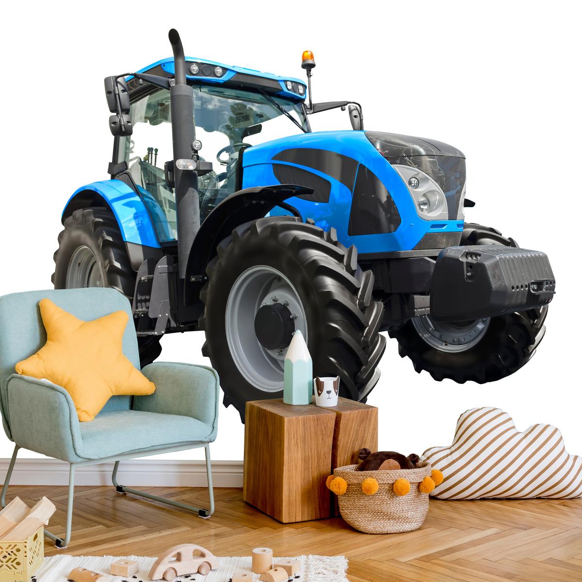 FOTOTAPETE für Jugendzimmer Blauer Traktor Landwirtschaft 100x70 - Blau/Schwarz, Papier (100/70cm) - Muralo