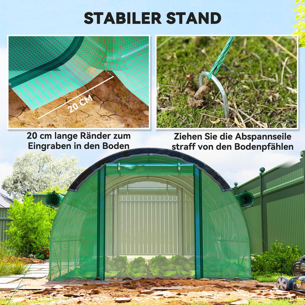 FOLIENTUNNEL, 400L x 300B x 198H cm - Grün, Kunststoff/Metall (300/198/400cm) - Outsunny