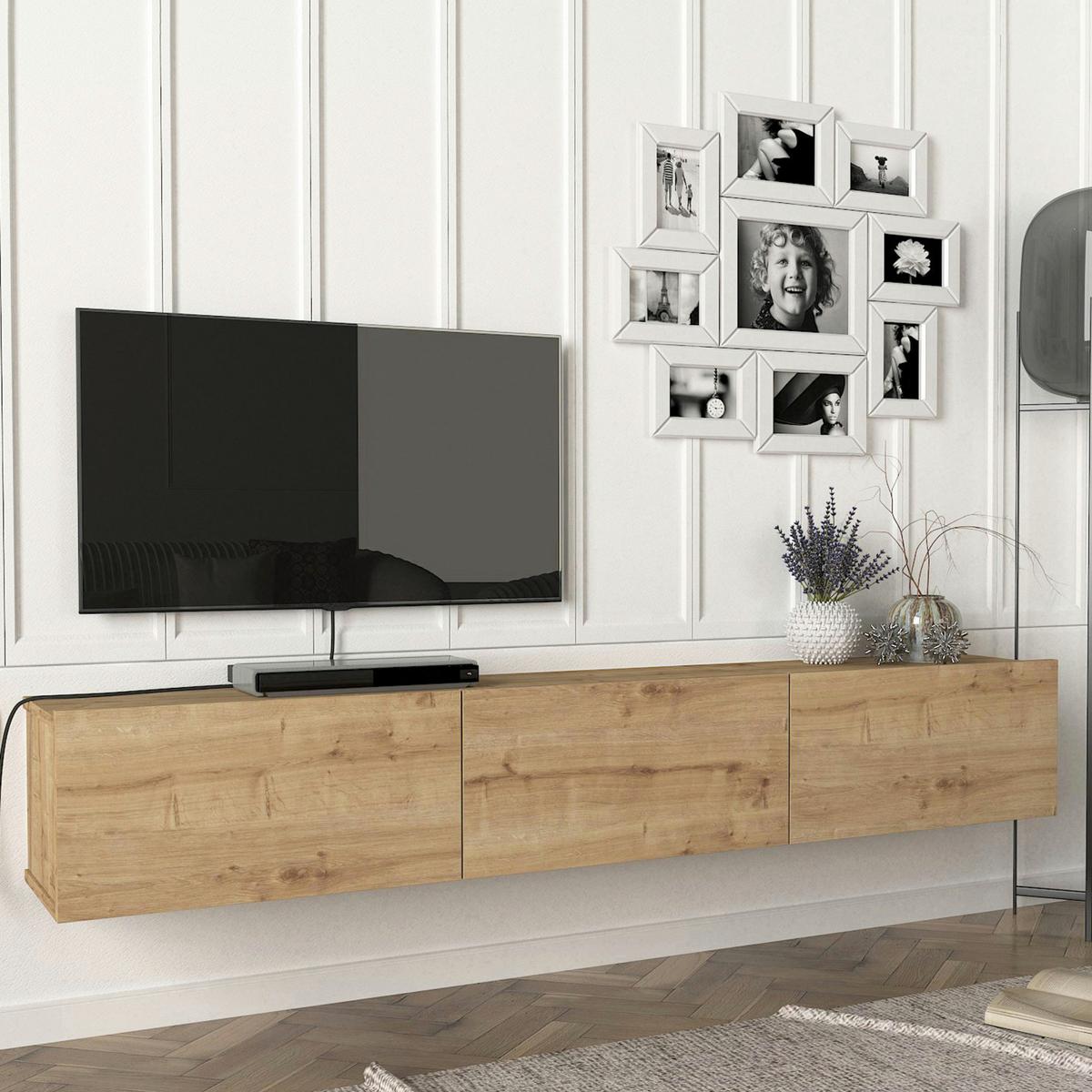 TV-ELEMENT Vihti - Eichefarben, Holzwerkstoff (180/29.5/31cm) - [en.casa]
