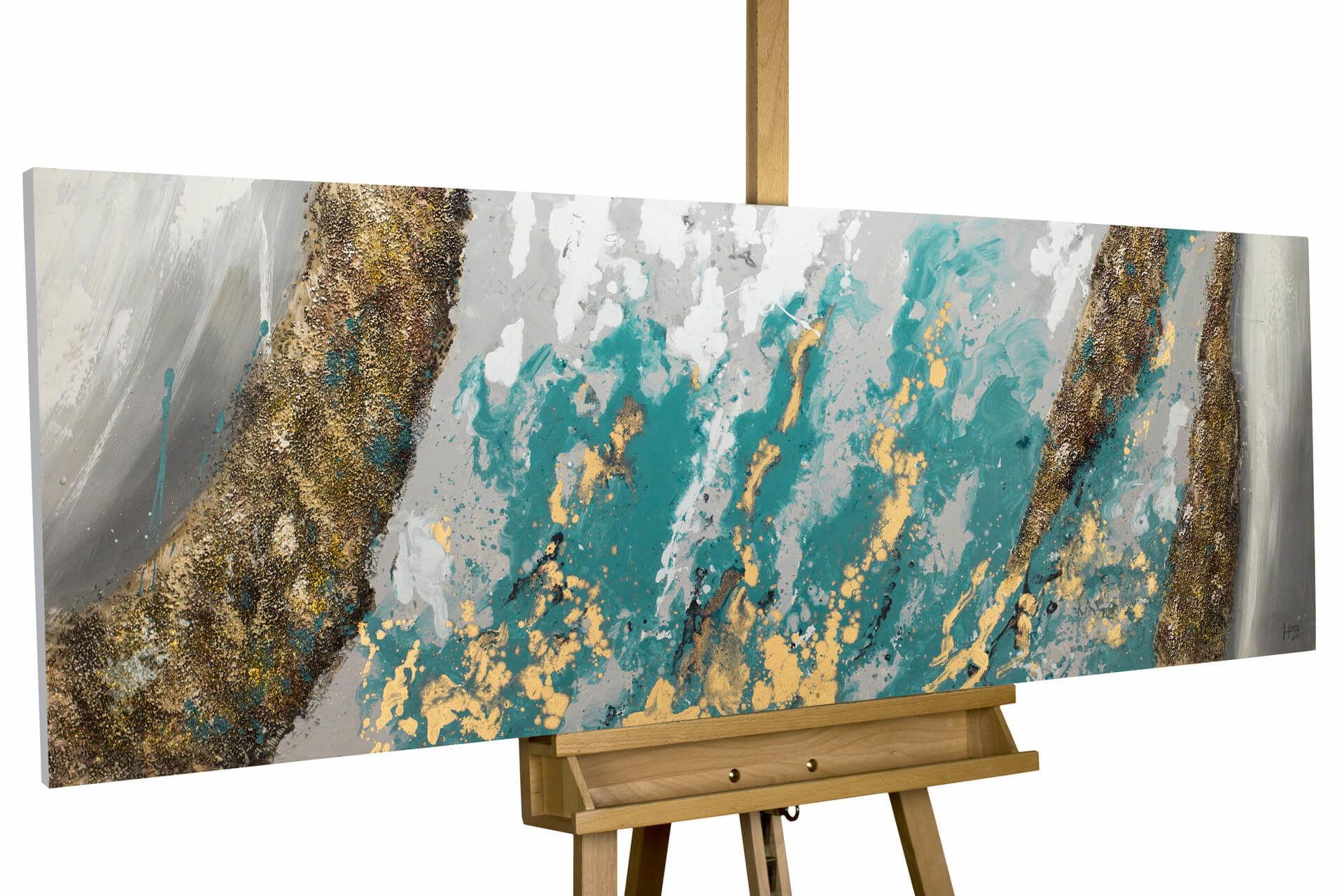 ÖLGEMÄLDE 150/50 cm - Blau/Weiß, Holz/Textil (150/50cm) - KUNSTLOFT
