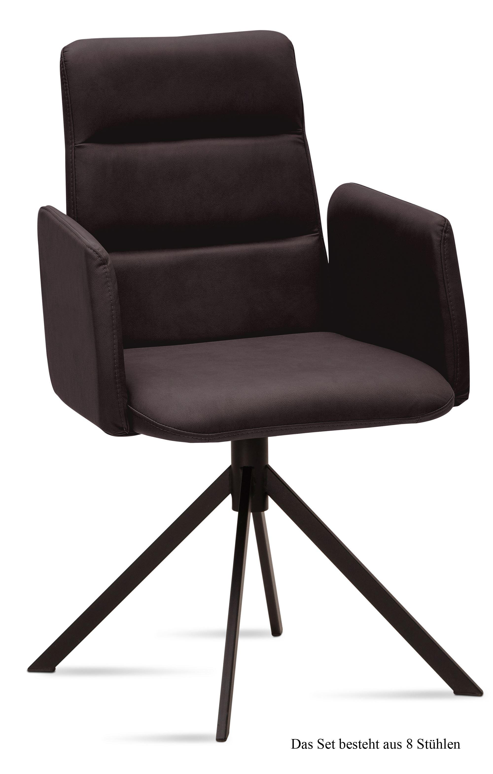 ARMLEHNSTUHL (8er-Set) Duana 52x92x60 Schwarz/Espresso - Dunkelbraun/Schwarz, Kunststoff (60/92/52cm) - 58aufmkessel