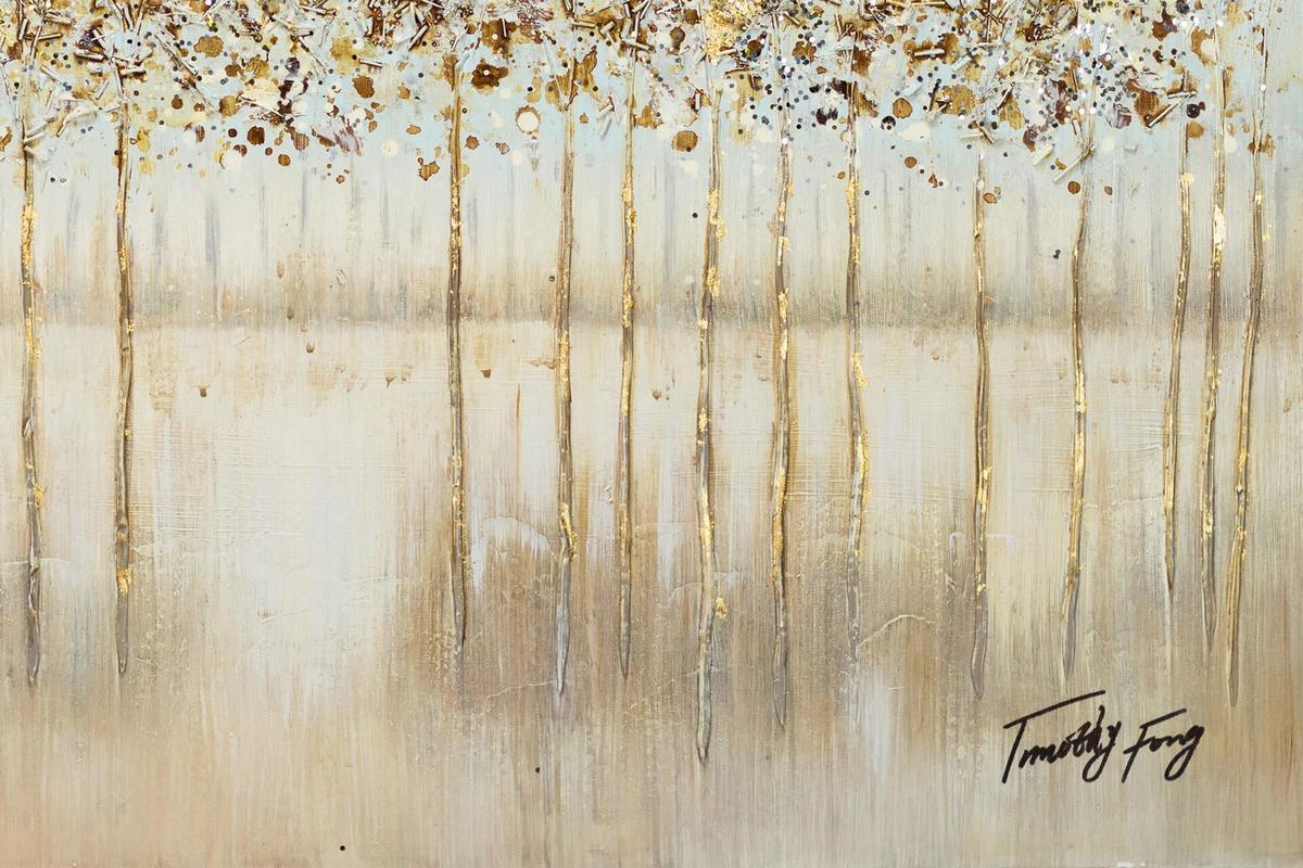 ACRYLBILD HANDGEMALT 100/75 cm - Goldfarben/Kupferfarben, Holz/Textil (100/75cm) - KUNSTLOFT