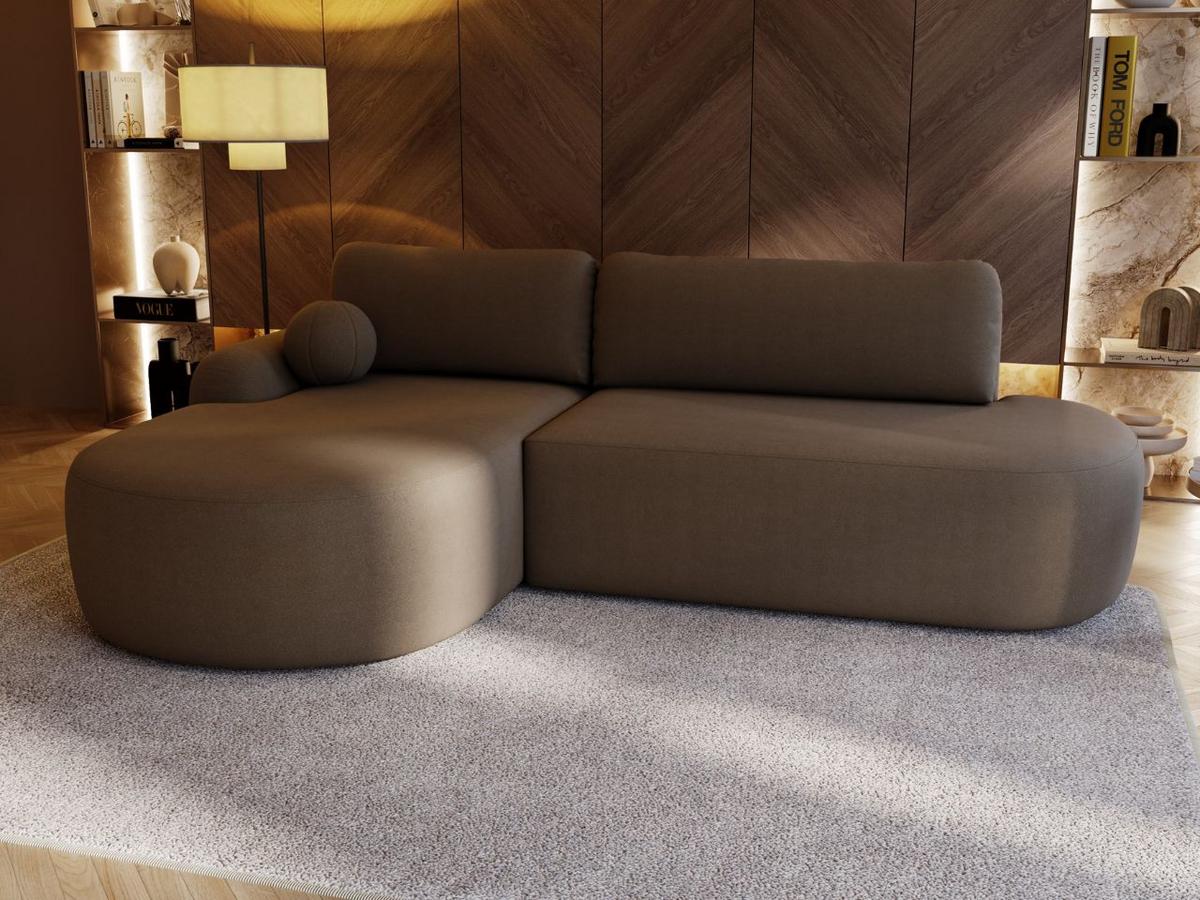 ECKSOFA Aurio O Bouclé-Stoff Braun Links - Braun, Holz/Textil (271/177cm) - Graingold