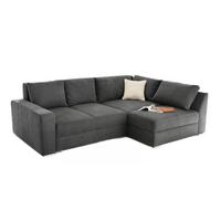 ECKSOFA-DAUERSCHLÄFER Boxspring Federkern Topper Bettkasten, seitenverkehrt montierbar B260/T181/H88 cm, Mikrofaser in Dunkelgrau / 15107 - Chromfarben/Dunkelgrau, Textil/Metall (260/181cm) - luma-home