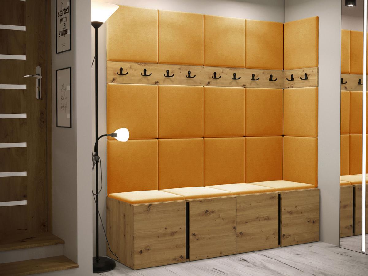 GARDEROBEN-SET Orion II - Eiche Artisan/Orange, Holzwerkstoff/Kunststoff (168/186/46cm) - MIRJAN24