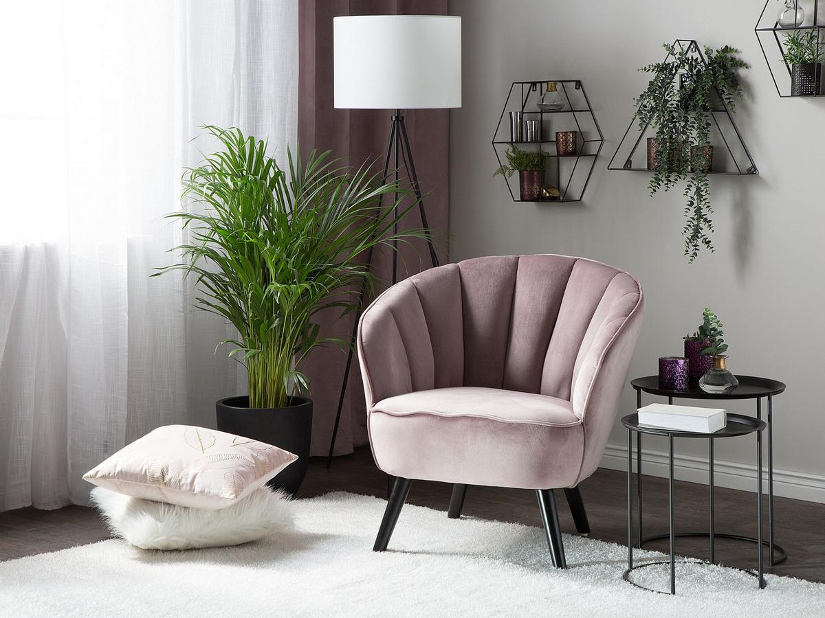 SESSEL Samtstoff Rosa Dala - Pink, Holz/Textil (74/76/77cm) - Beliani