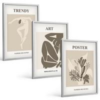 BILDER SET 3er Set - 40x60 cm Silberner Rahmen - Matisses Pflanzenfiguren - Silberfarben, Kunststoff (40/60cm) - TULUP