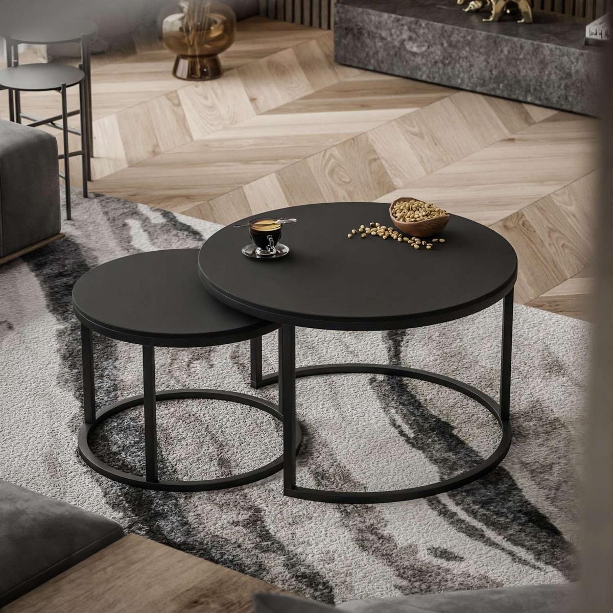 COUCHTISCH CIRI SLIM 2-in-1 schwarz matt - Schwarz, Holzwerkstoff (70/70/48cm) - Lookway