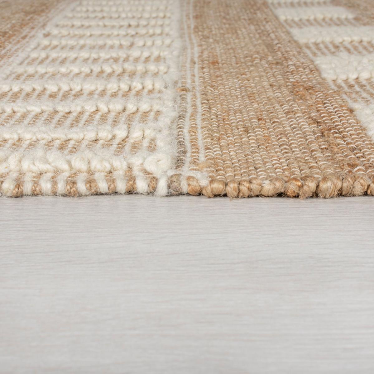 JUTETEPPICH handgewebt mit Fransen WHARFE, im Ethno-Stil, Natur-Weiß, 60 x 230 cm - Weiß, Textil (230/60cm) - KADIMA DESIGN