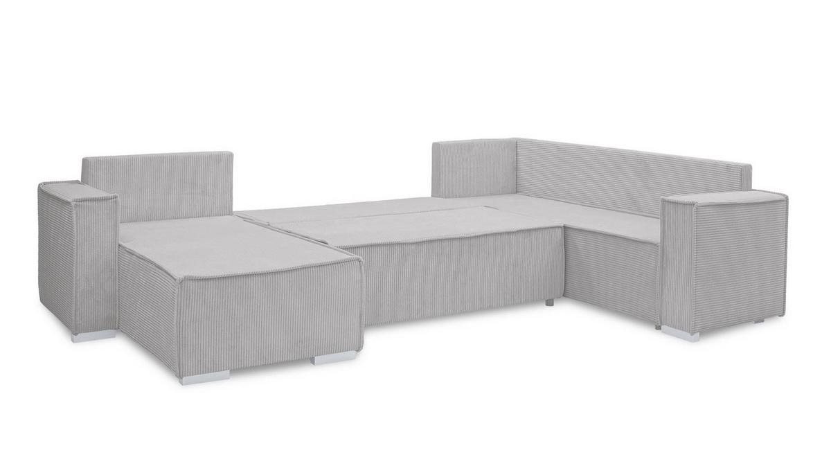 WOHNLANDSCHAFT Lovere U Gelb 314/217/90 cm – mit Schlaffunktion und Bettkasten - Gelb/Silberfarben, Textil/Metall (314/90/217cm) - AX Living