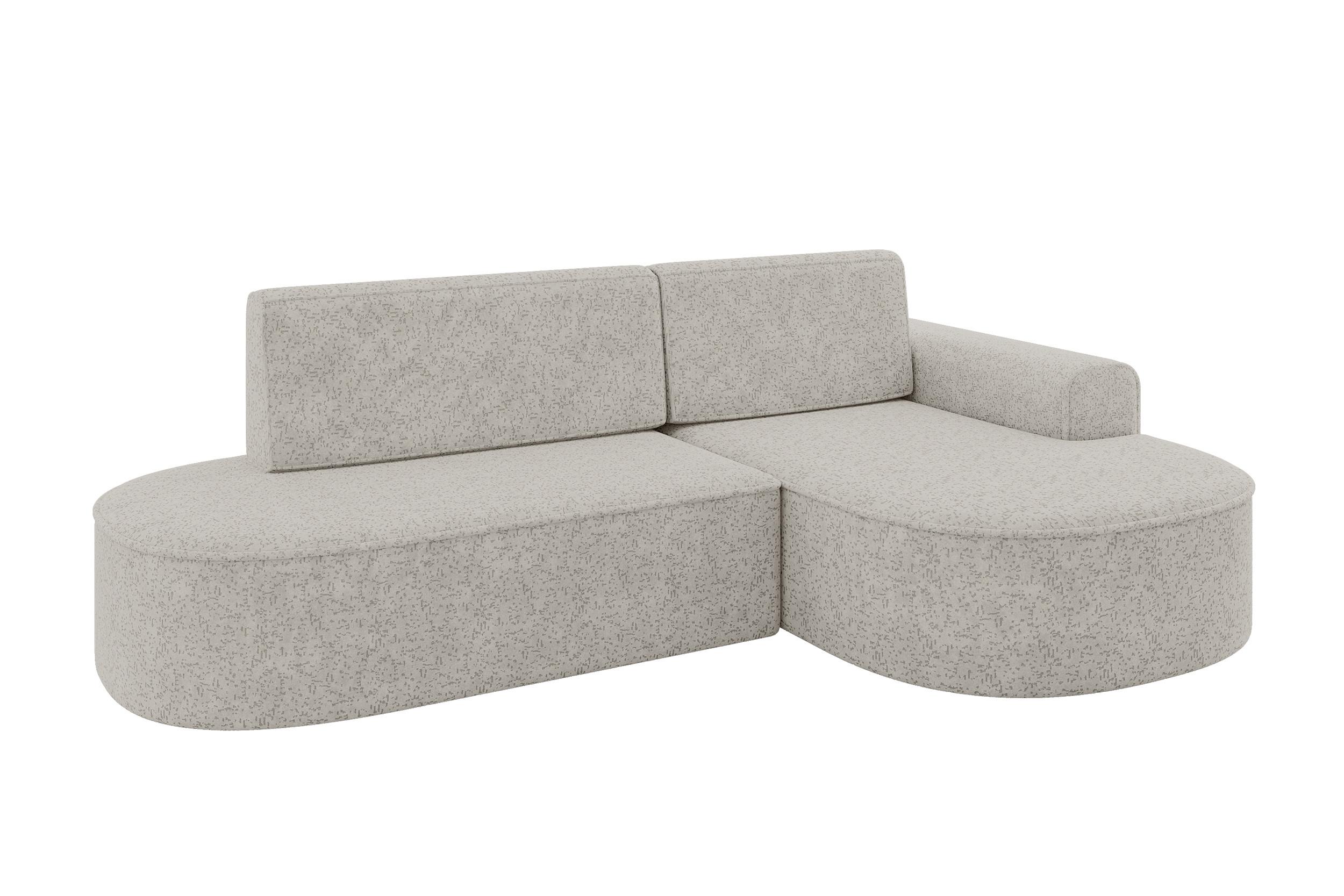 ECKSOFA mit Schlaffunktion und Bettkasten Ottomane Rechts MARI-L1-S - 283x167x73 cm Hellgrau Tissu - Hellgrau/Schwarz, Holzwerkstoff/Kunststoff (167/283cm) - ALTDECOR