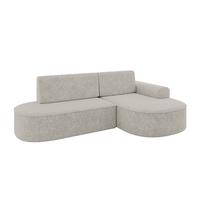 ECKSOFA mit Schlaffunktion und Bettkasten Ottomane Rechts MARI-L1-S - 283x167x73 cm Hellgrau Tissu - Hellgrau/Schwarz, Holzwerkstoff/Kunststoff (167/283cm) - ALTDECOR