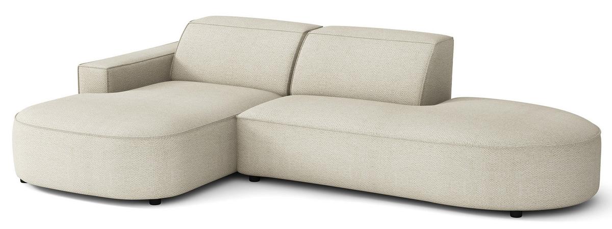 ECKSOFA Sallmo L-Form, 3-Sitzer, links 276 cm - Creme/Schwarz, Kunststoff/Textil (276/166cm) - Selsey