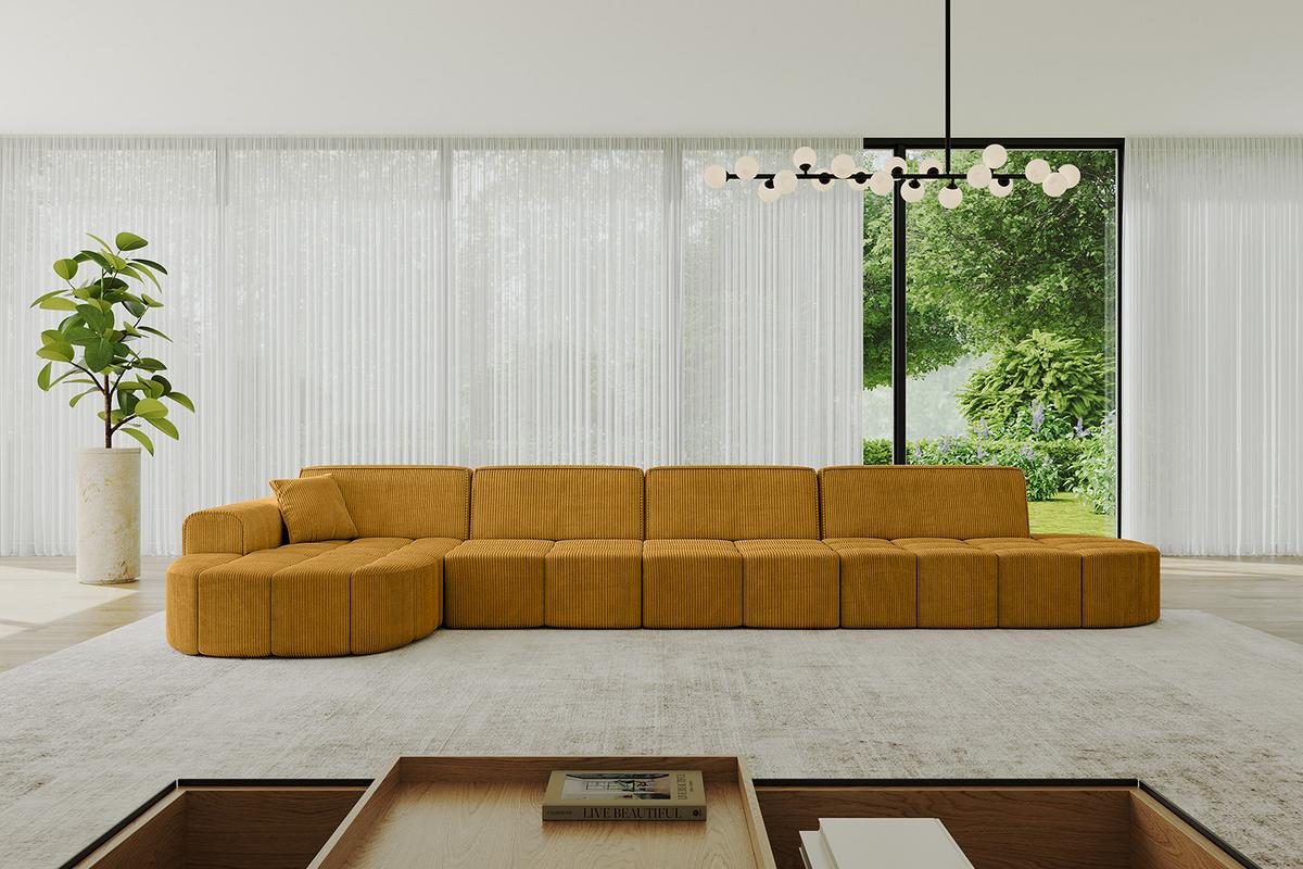 ECKSOFA Ottomane Links LIVO-L3 - 422x173x79,5 cm Senfgelb - Currygelb/Gelb, Holzwerkstoff/Textil (422/173cm) - ALTDECOR