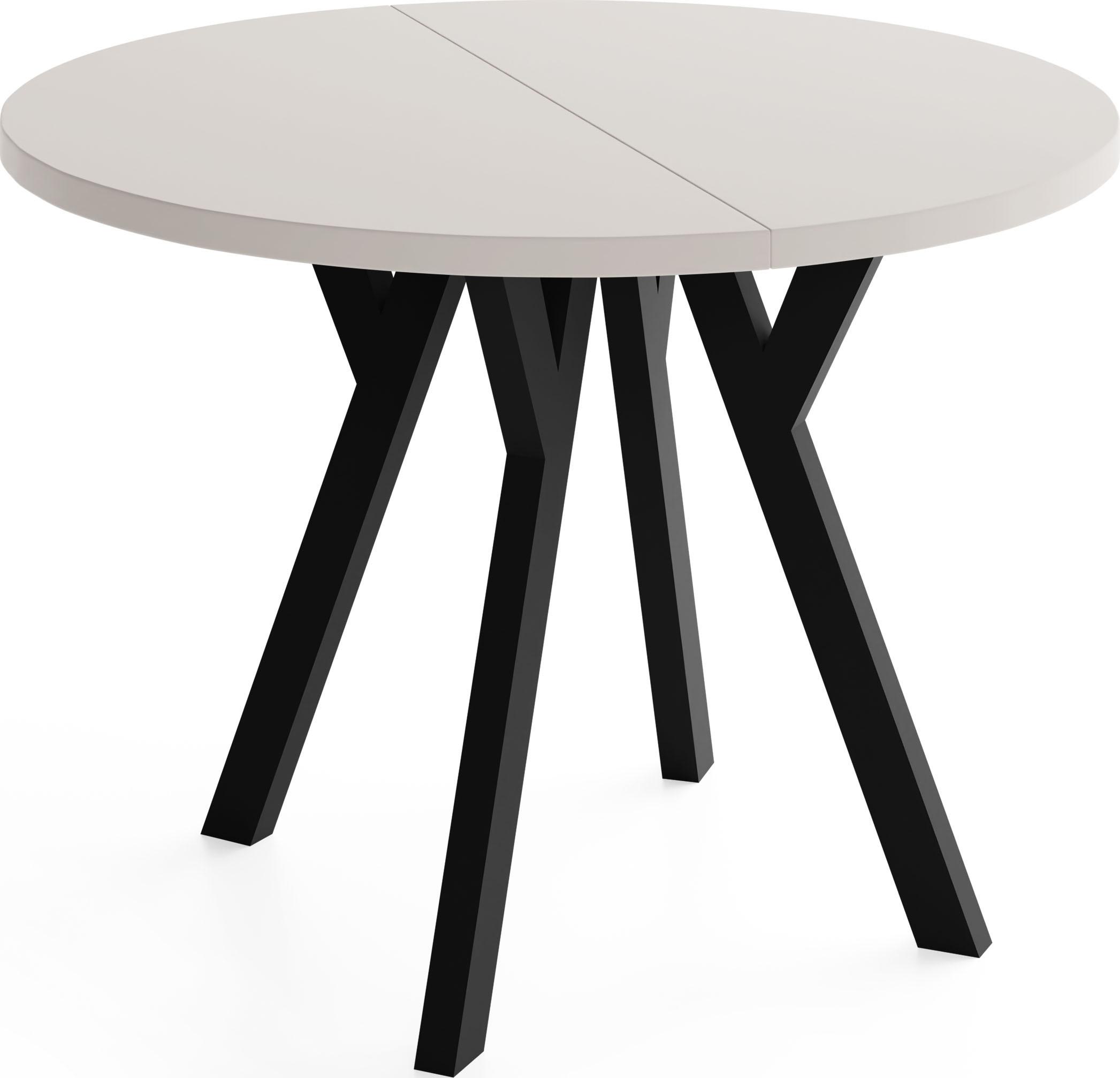 ESSTISCH Vero rund ausziehbar verlängerbar, Kaschmir 100-300/100/77 cm - Kaschmir/Schwarz, Holz/Holzwerkstoff (100/300/77cm) - WFL GROUP